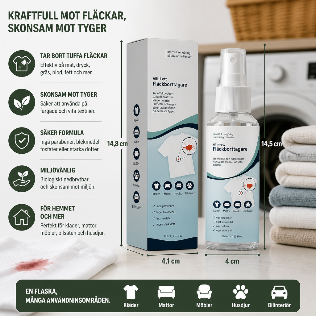 Mirakel Fläckborttagningsspray – Tuff Mot Fläckar, Skonsam Mot Tyger
