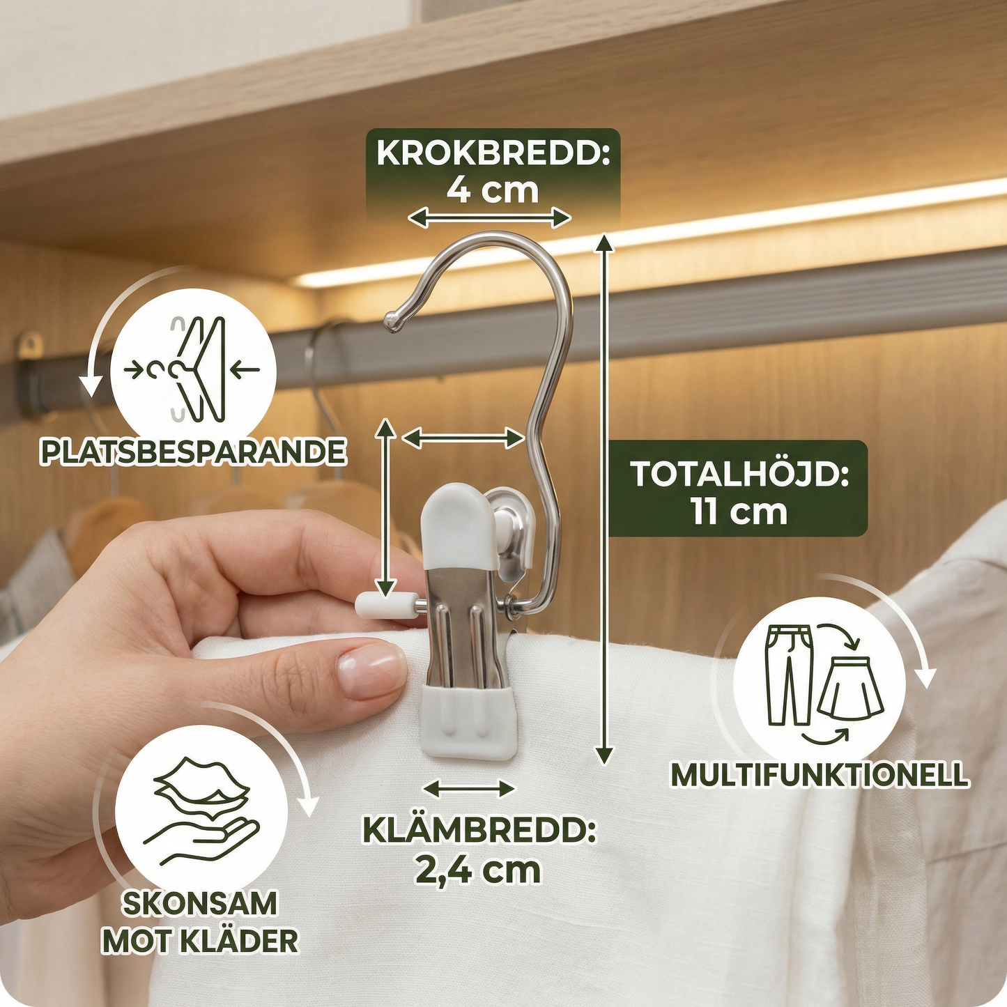 Multifunktionella klädhängare för byxor – platsbesparande klädklämma