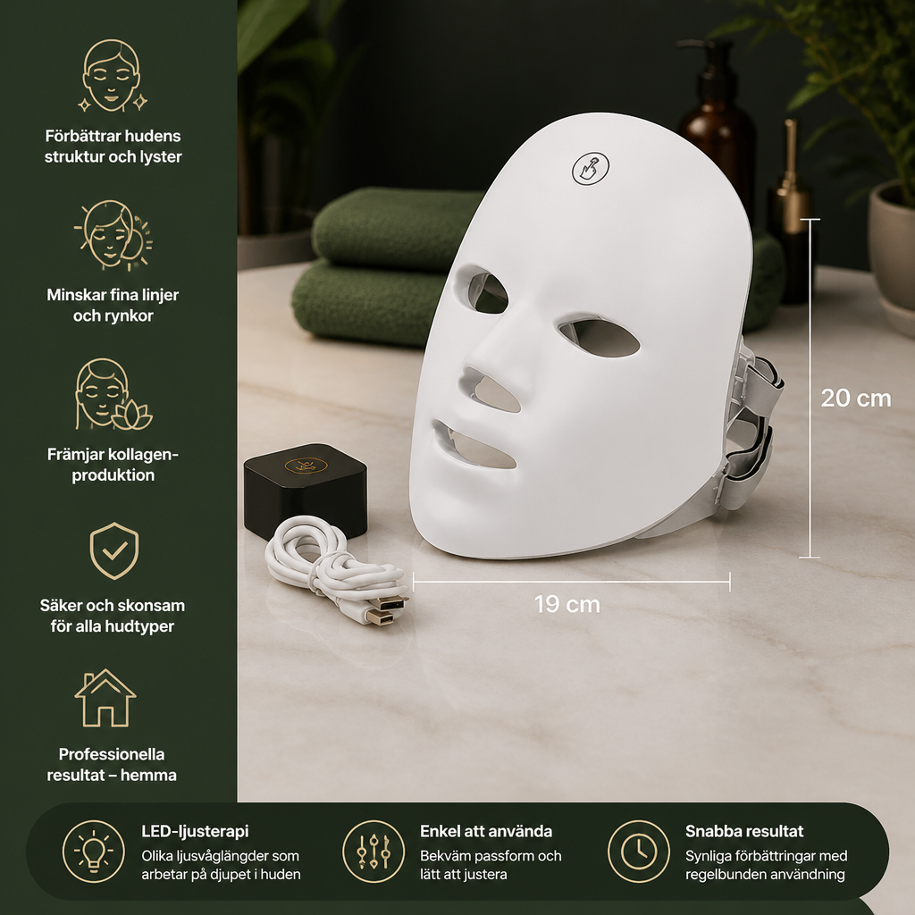 LED Ansiktsmask – Professionell Ljusterapi för Hudföryngring Hemma