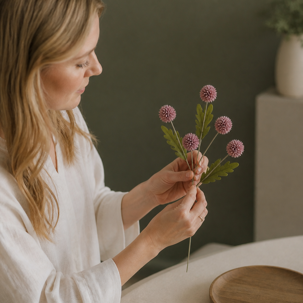 Konstgjord Krysantemum- och Eukalyptusblomsterarrangemang