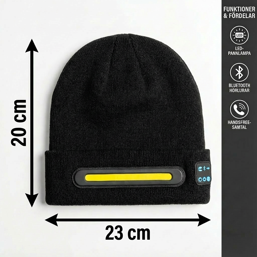 Varm Mössa Med Inbyggda Bluetooth-Hörlurar Och LED-Ljuslist
