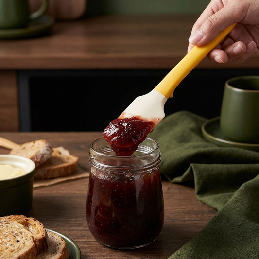 Multifunktionell värmebeständig mini-silikonspatel