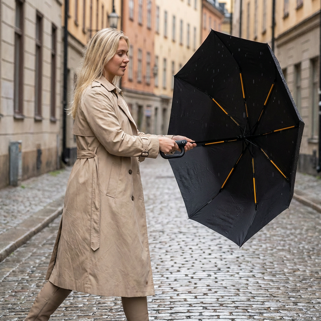 Premium Automatisk Hopfällbar Paraply för Sol och Regn – Kompakt och Vindtåligt