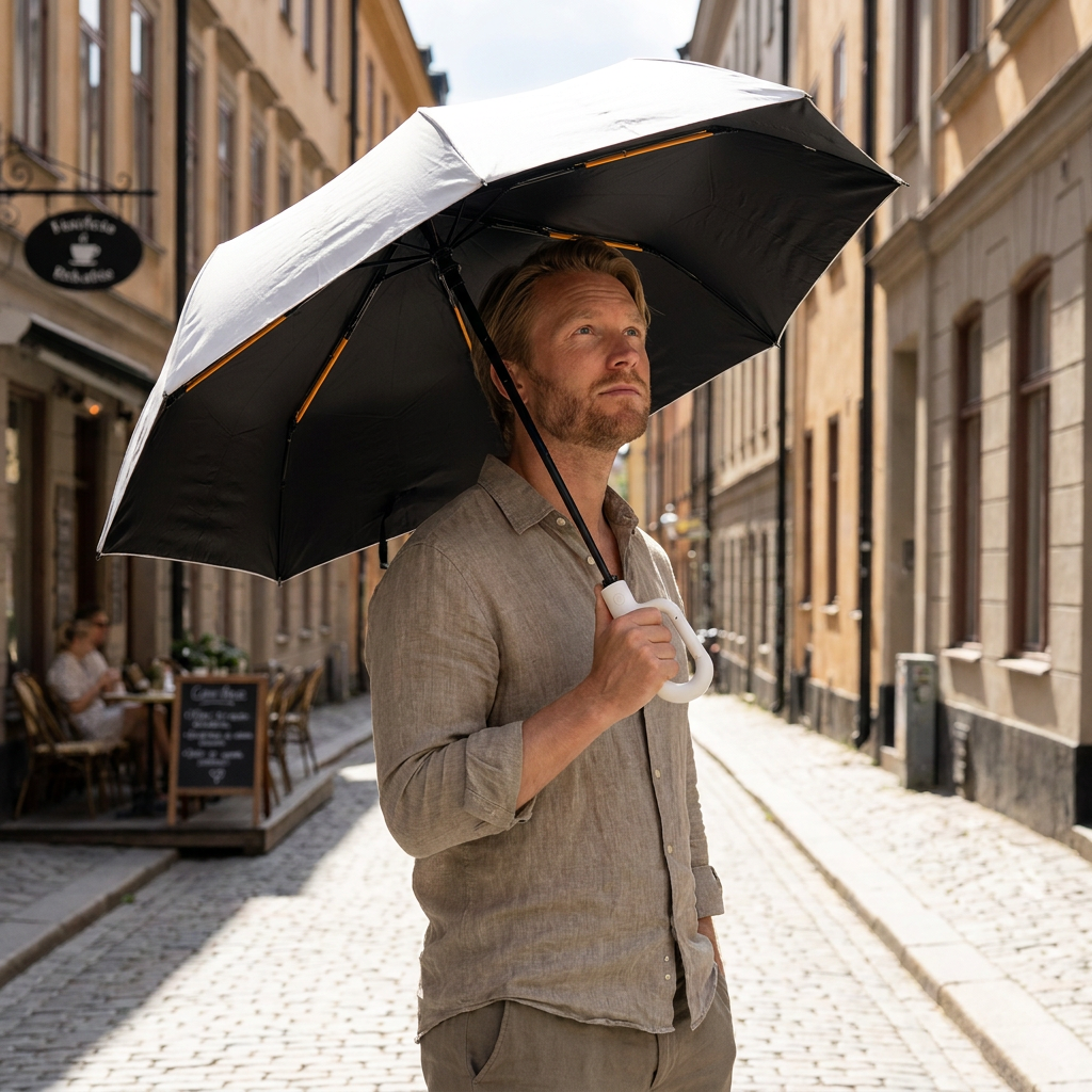 Premium Automatisk Hopfällbar Paraply för Sol och Regn – Kompakt och Vindtåligt
