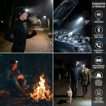 Varm Mössa Med Inbyggda Bluetooth-Hörlurar Och LED-Ljuslist