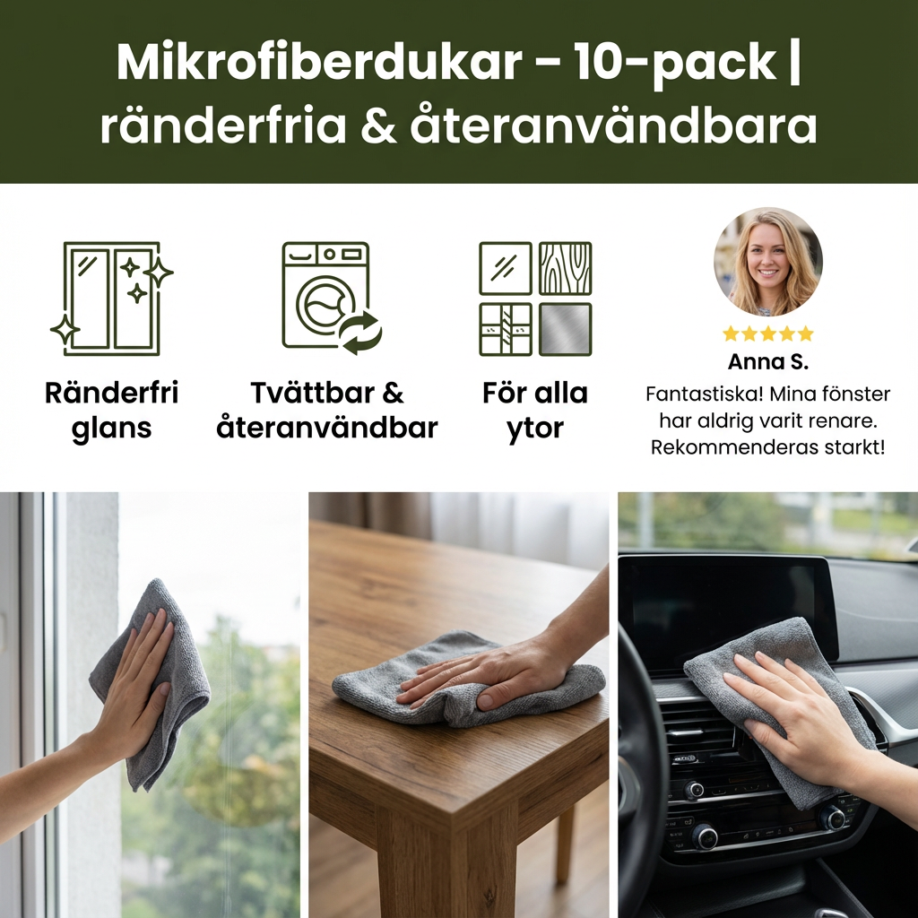 Mikrofiberdukar – 10-pack | ränderfria & återanvändbara