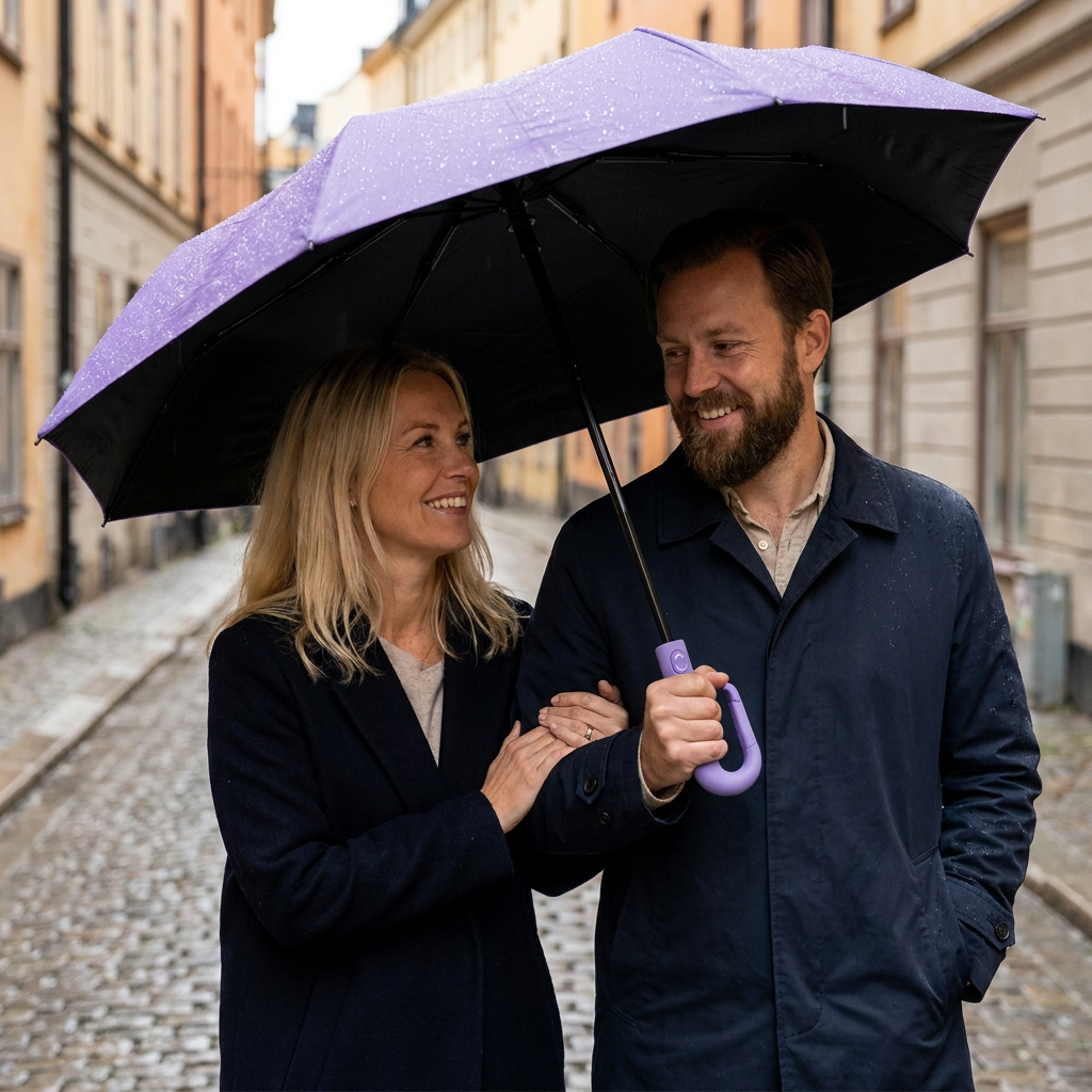 Premium Automatisk Hopfällbar Paraply för Sol och Regn – Kompakt och Vindtåligt