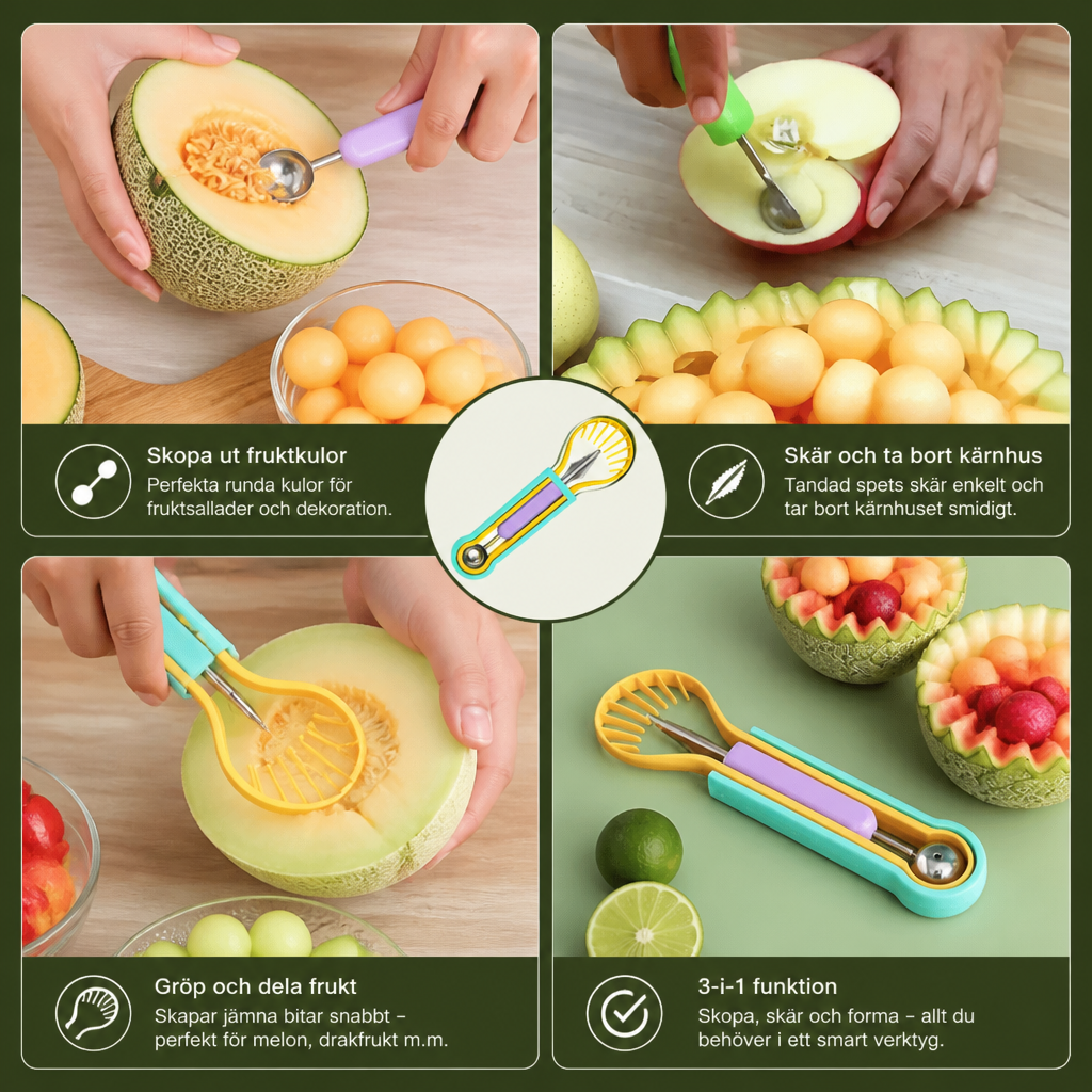 3-i-1 Fruktskärnings- & Melonverktygsset