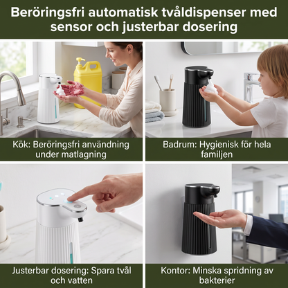 Beröringsfri automatisk tvåldispenser med sensor och justerbar dosering