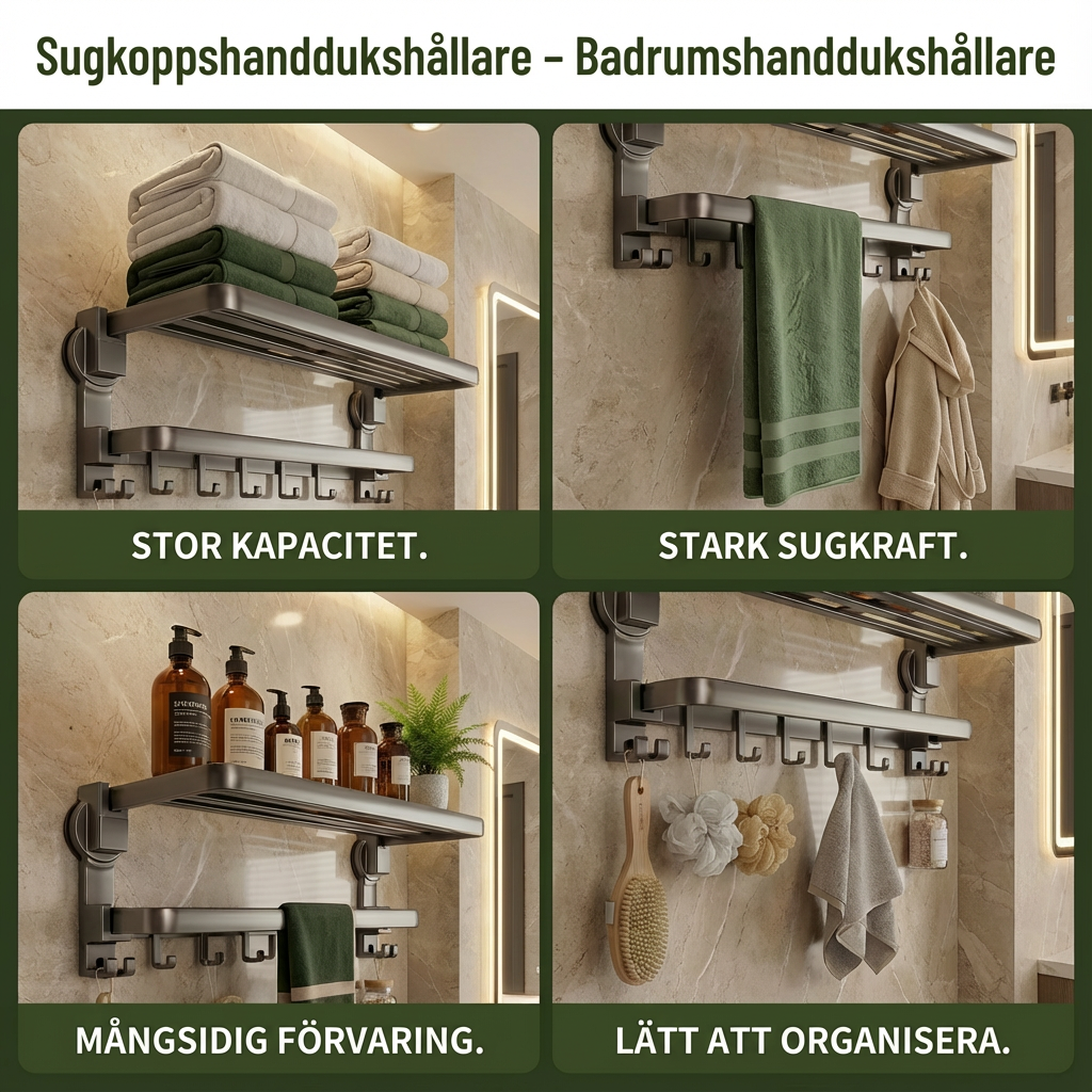 Fällbar Sugkroks Handdukshållare