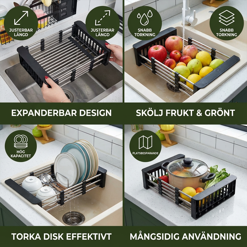 Justerbart Avrinningsställ för Diskhon