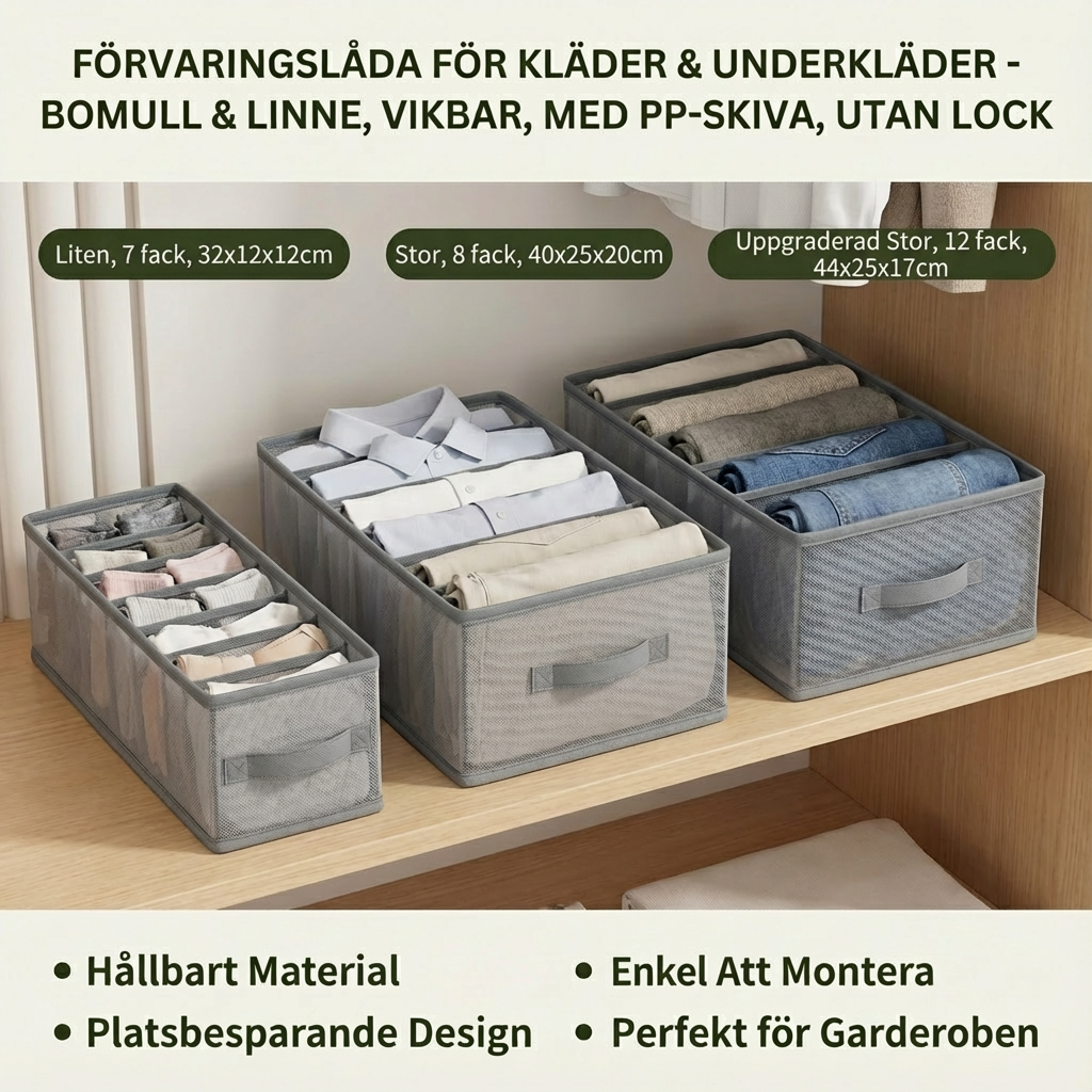 Hopfällbar Klädförvaringslåda med Fack