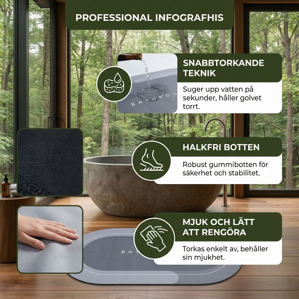 Snabbtorkande Badrumsmatta