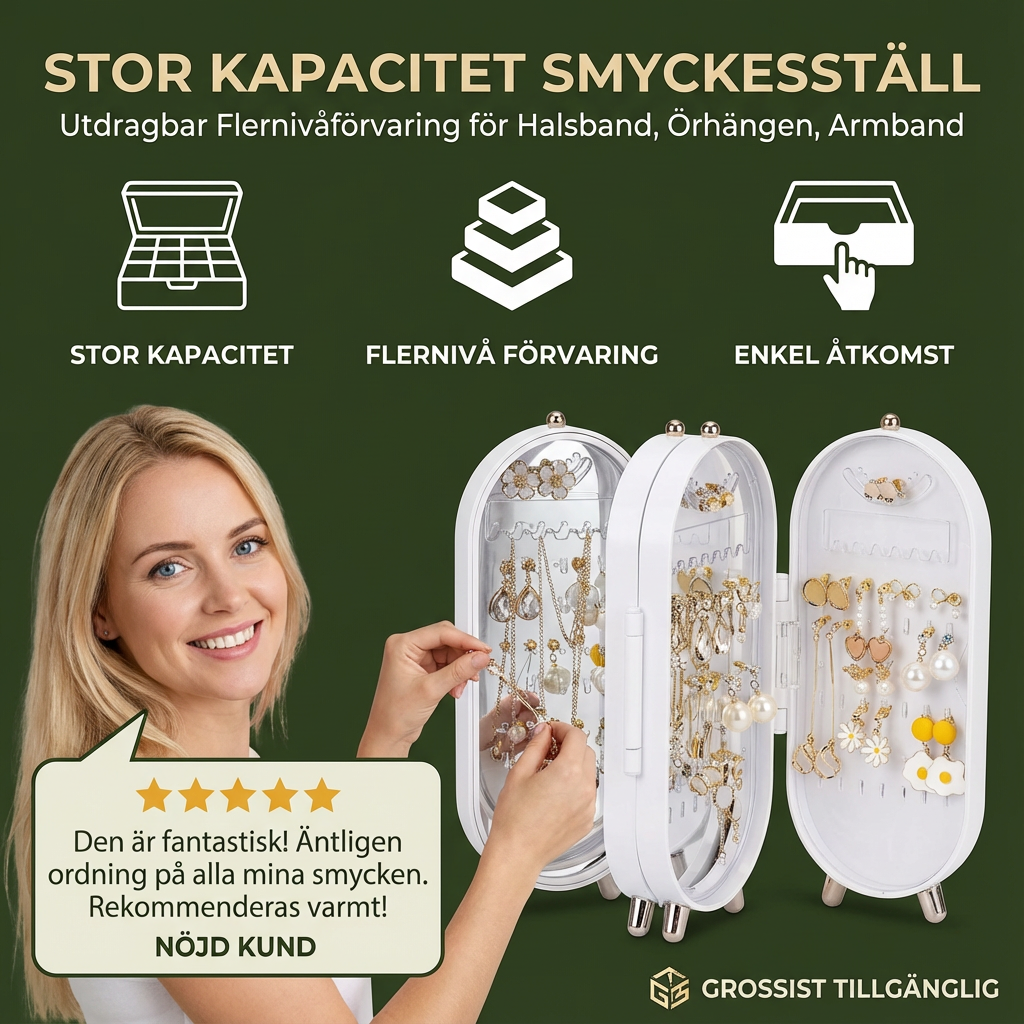 Elegant Smyckesförvaringslåda med Spegel