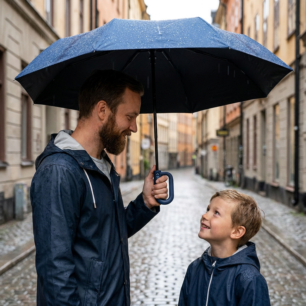 Premium Automatisk Hopfällbar Paraply för Sol och Regn – Kompakt och Vindtåligt