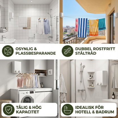 Praktisk Utdragbar Tvättlina