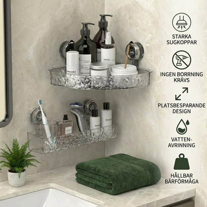 Badrumshörnregal med Sugkoppar