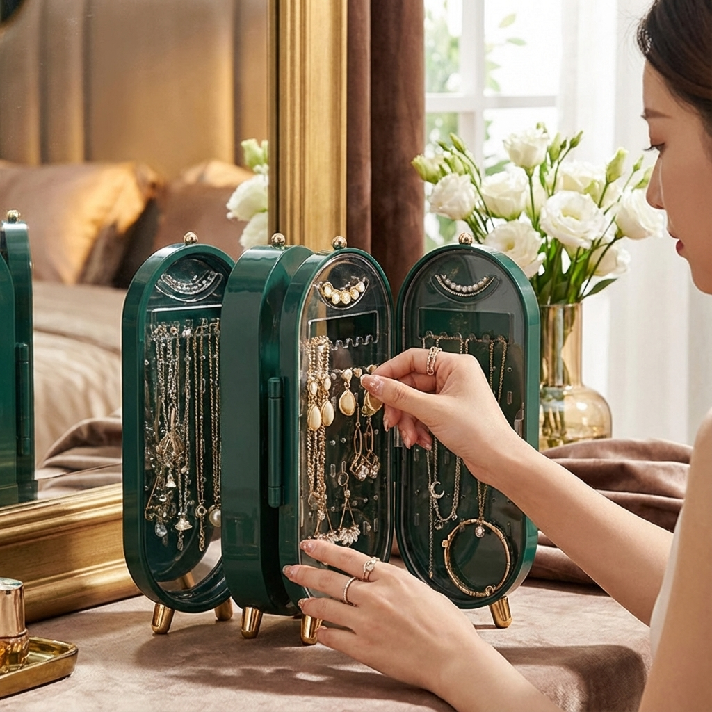 Elegant Smyckesförvaringslåda med Spegel