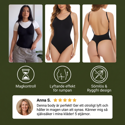 Ryggfri shapewear-body med string – Nahtlös design med magkontroll, lyftande effekt för rumpan och linne-stil