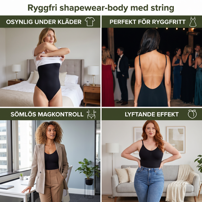 Ryggfri shapewear-body med string – Nahtlös design med magkontroll, lyftande effekt för rumpan och linne-stil