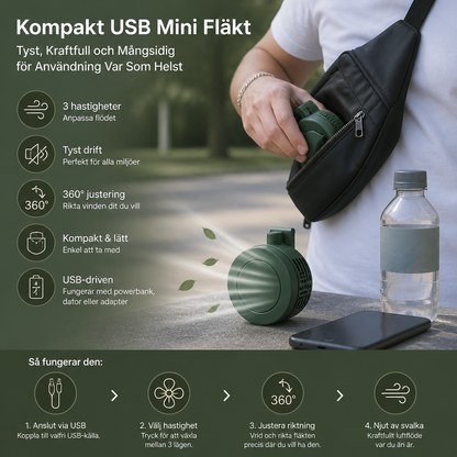 Kompakt USB Mini Fläkt – Tyst, Kraftfull och Mångsidig för Användning Var Som Helst