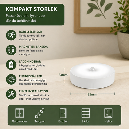 Wiederaufladdningsbart LED Sensorljus (4-Pack) – Magnetiskt och Automatiskt för Mångsidig Användning