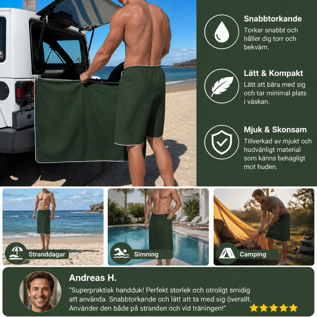 Extra Stort Badlakan med Magnet – Snabbtorkande Strand- och Badlakan för Simning och Utomhusbruk
