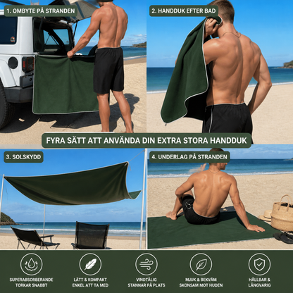 Extra Stort Badlakan med Magnet – Snabbtorkande Strand- och Badlakan för Simning och Utomhusbruk