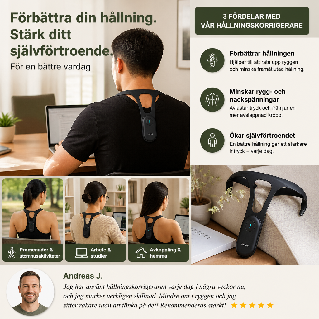 Ergonomisk Hållningskorrigerare – Ryggstödsanordning för att Förbättra en Hälsosam Hållning i Vardagen
