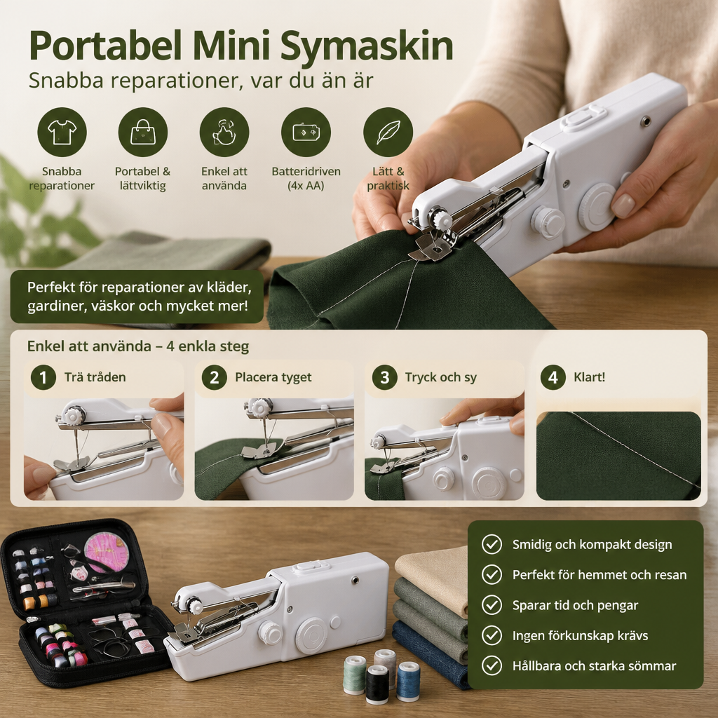 Portabel Mini Symaskin för Snabba Reparationer och Hemmaanvändning
