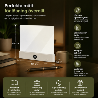 Uppladdningsbar LED-Läslampa – Portabel Bok- och Nattlampa för Avkopplande och Stressfria Stunder