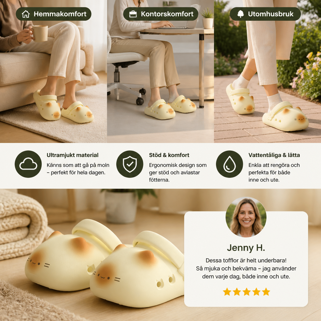 KittyCloud Comfort Clogs – UltraMjuka Kattofflor