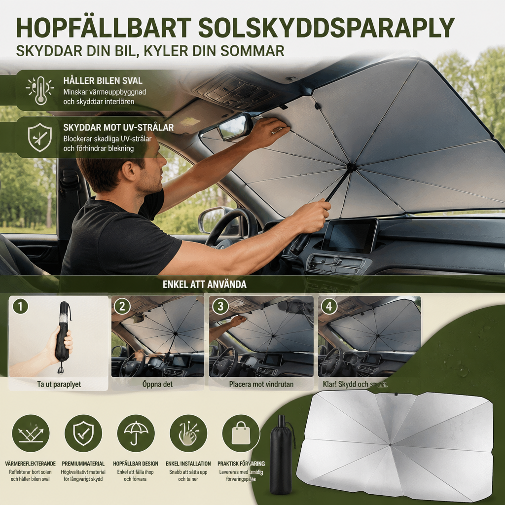 Hopfällbart Solskyddsparaply För Vindrutan