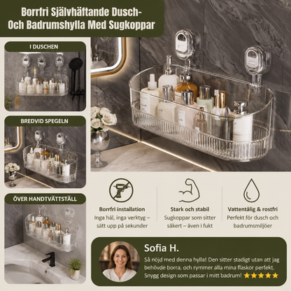 Borrfri Självhäftande Dusch- Och Badrumshylla Med Sugkoppar