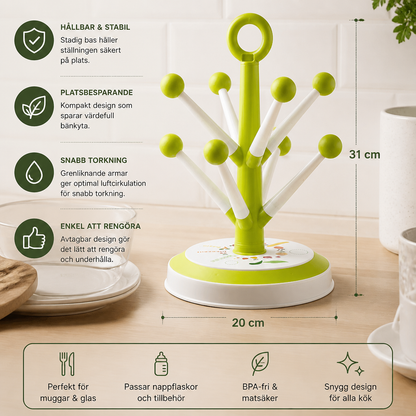 Mångsidigt Koppställ För Torkning Med Kreativ Trädesign För Köksförvaring
