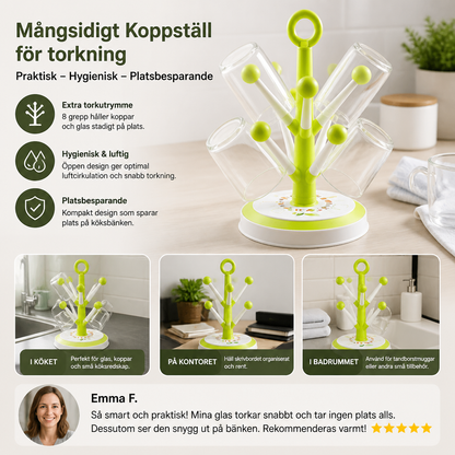 Mångsidigt Koppställ För Torkning Med Kreativ Trädesign För Köksförvaring