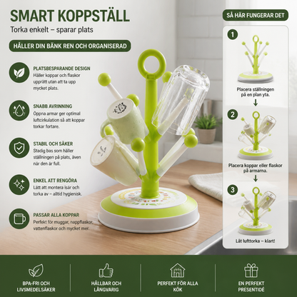Mångsidigt Koppställ För Torkning Med Kreativ Trädesign För Köksförvaring
