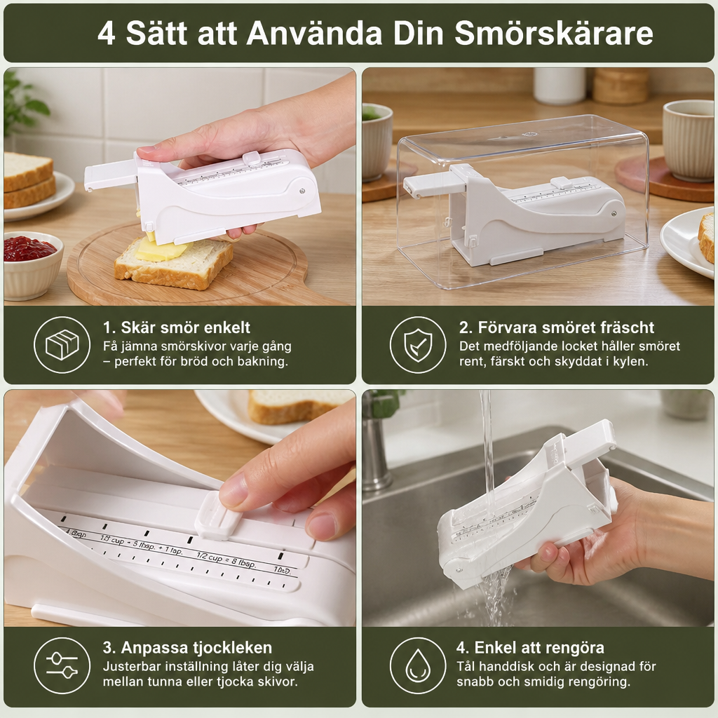 Smörskärare Med Förvaringslock För Enkel Skärning Och Långvarig Färskhet