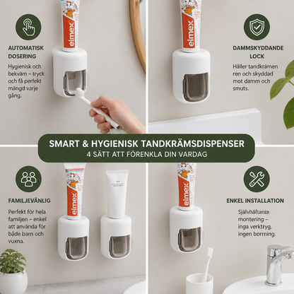 Väggmonterad Automatisk Tandkrämsdispenser med Dammskyddande Fällbart Lock