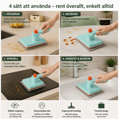 Portabel Plattmopp med Återanvändbar Rengöringsduk för Snabb Ytrengöring