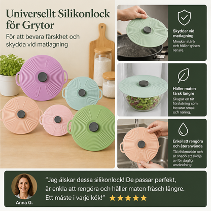 Universellt Silikonlock för Grytor för Att Bevara Färskhet och Skydda Vid Matlagning