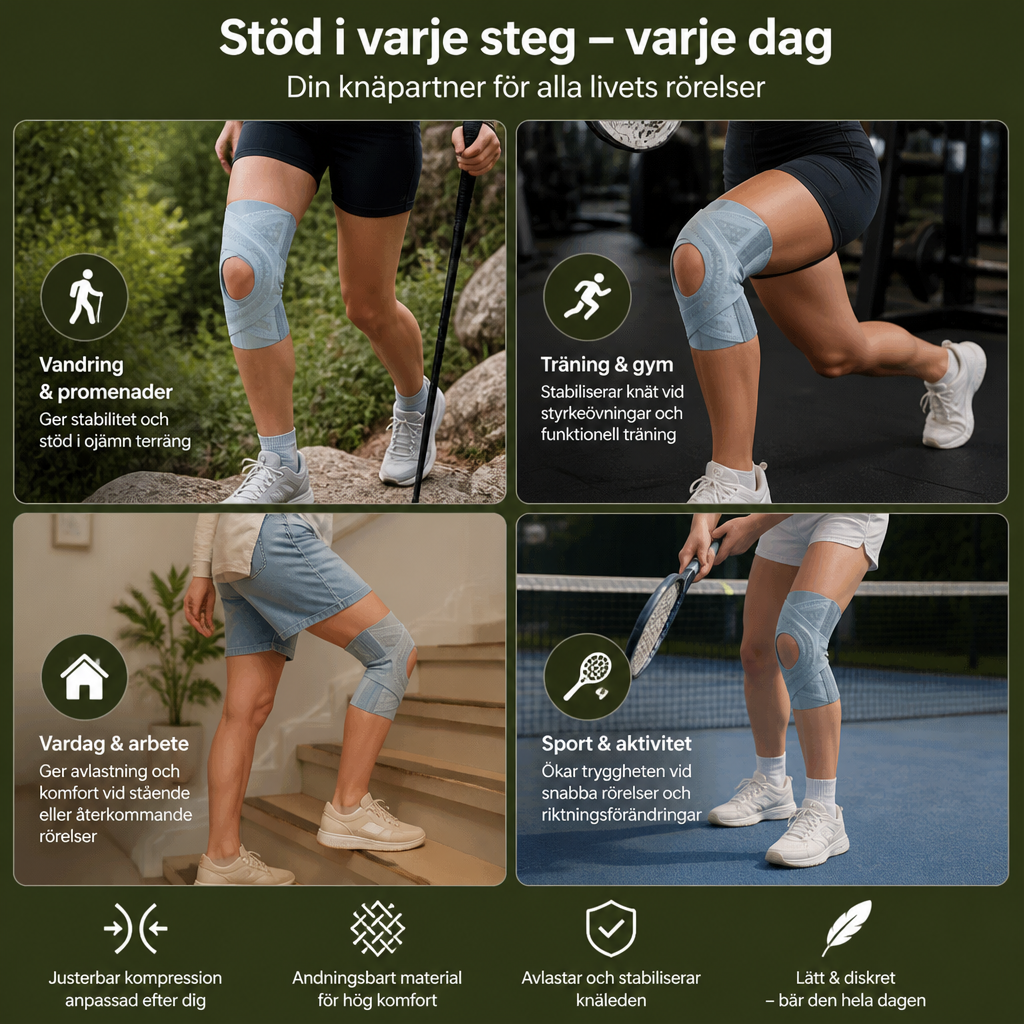 Justerbart Kompressionsknäskydd Med Korsremmar För Sport Och Ledstöd