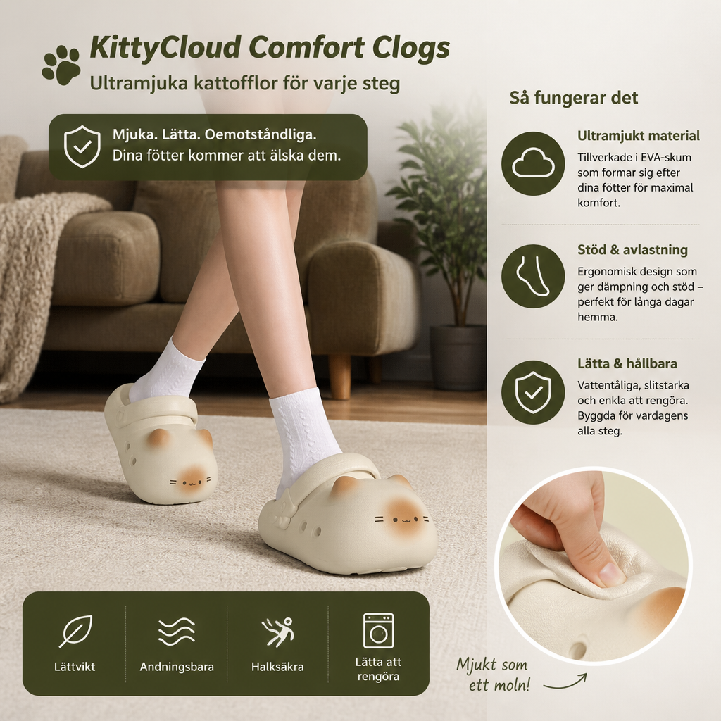 KittyCloud Comfort Clogs – UltraMjuka Kattofflor
