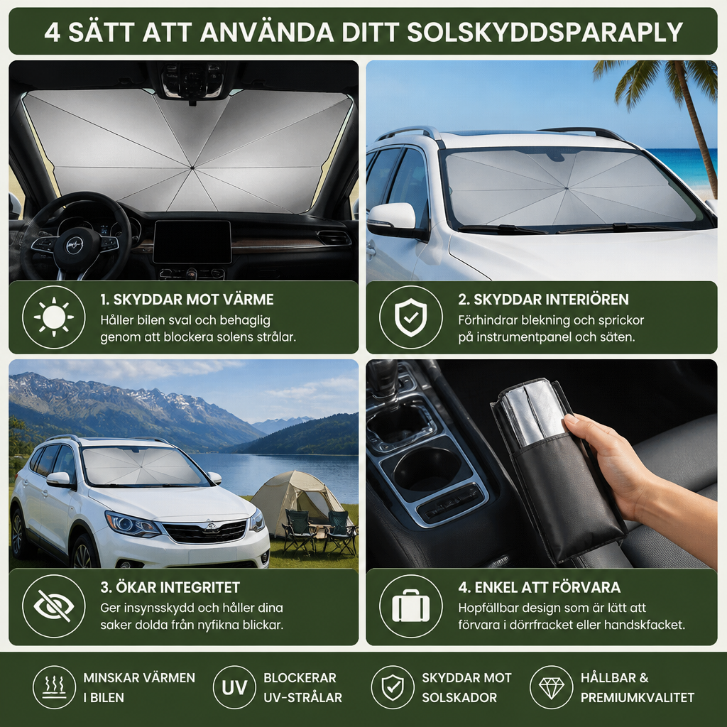 Hopfällbart Solskyddsparaply För Vindrutan