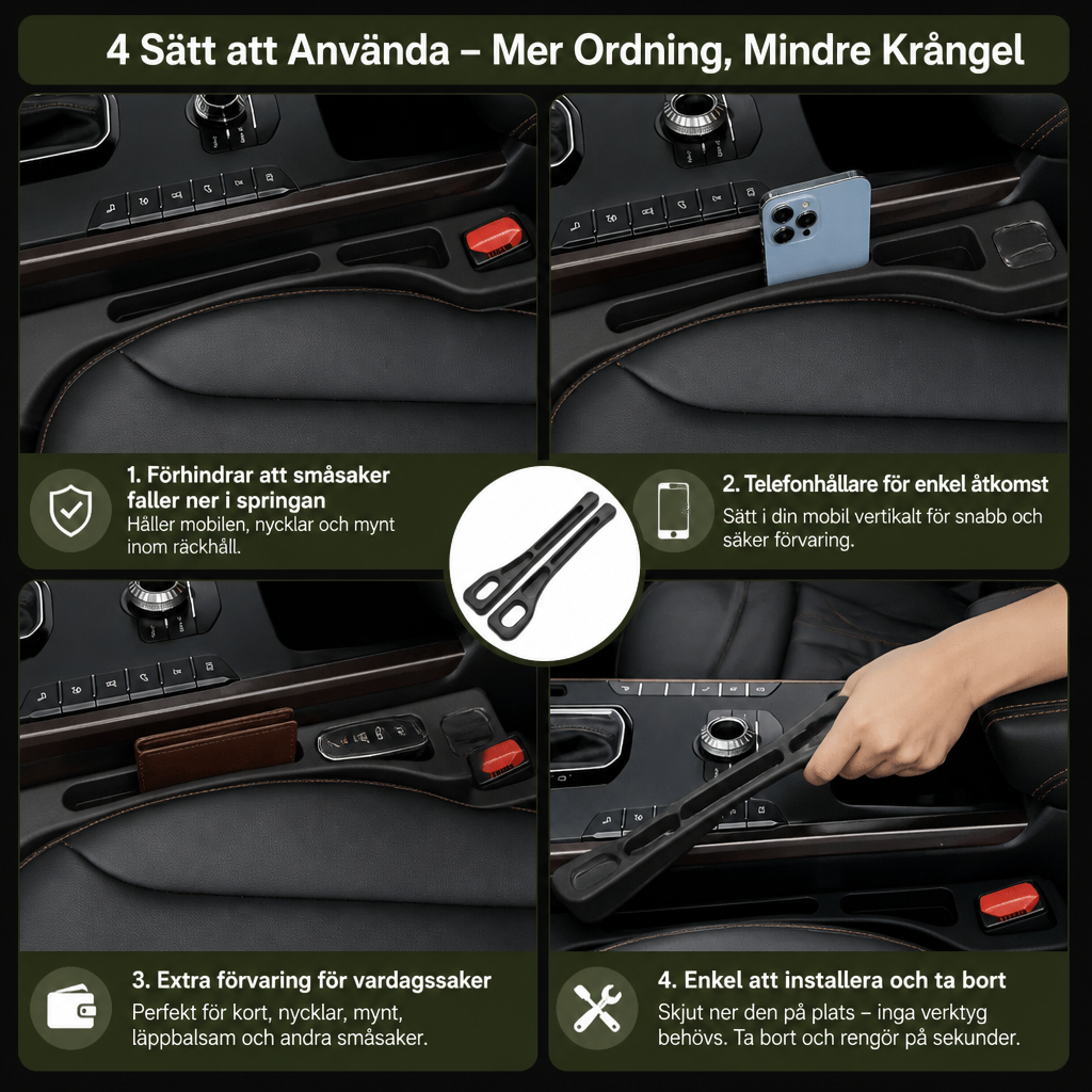 Universell Bilsätesfyllare Med Förvaringsfunktion För En Renare Kupé