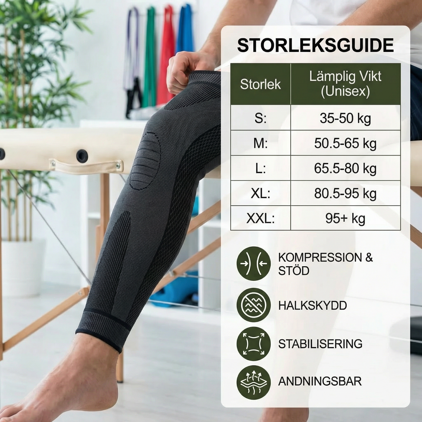 Elastiskt knästöd med kompression – halkfritt och stabiliserande