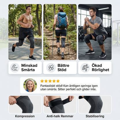 Elastiskt knästöd med kompression – halkfritt och stabiliserande