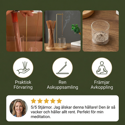 2-i-1 rökelsehållarset för meditation och avkoppling med glasaskuppsamlare