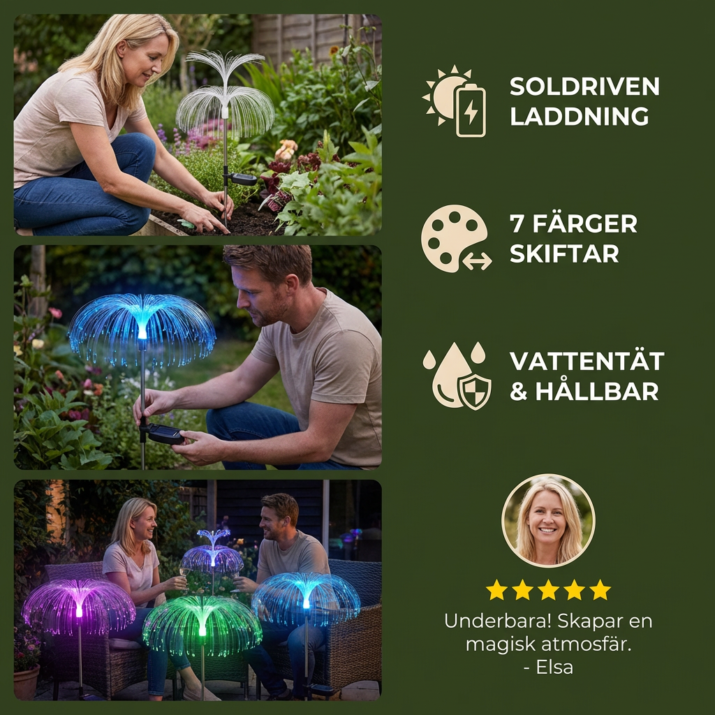 Magiska LED Medusasljus för Trädgård – 7 Färger som Byter och Dekorativa Utomhusbelysningar