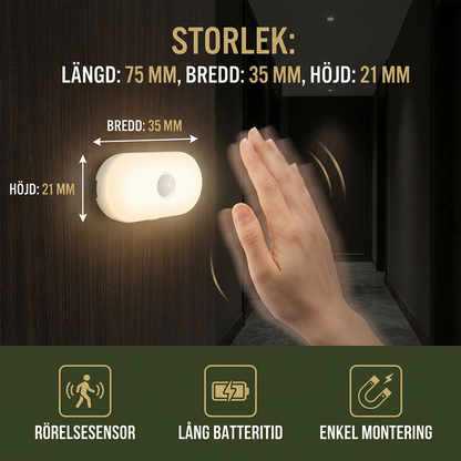 Smart LED-nattlampa med rörelsesensor – Mini, Trådlös och Energisparande